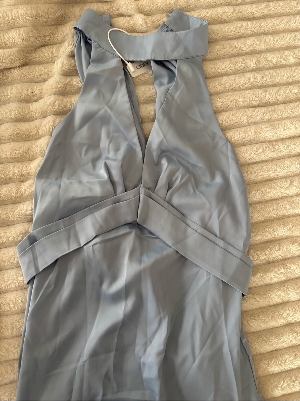Cider Elegant Light Blue Halter Evening Dress - Picture 4 of 8